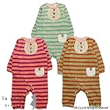 (ラポシェビスキュイ) La poche biscuit 冬'14 ボーダー柄裏毛起毛長袖カバーオール 80 グレー