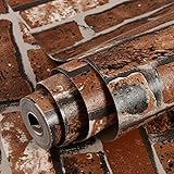中国のレトロな模造レンガパターンのレンガ3D壁紙郷愁壁紙 (Color : Brown brick)