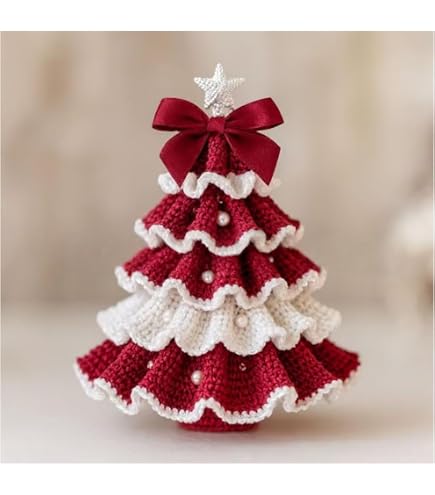 クリスマスツリー 赤と白の装飾付き Amazon.co.jp: クリスマスツリー 編み物 キット 初心者向け 卓上
