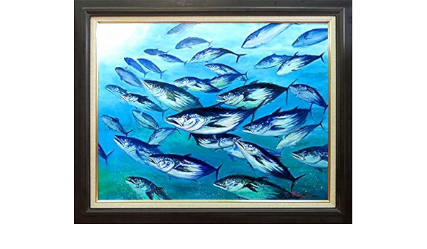 寺田ゆう 勢 福鰹 F30号 油彩画 動物画 魚 カツオ 勝魚 海 魚群 漁業 漁師 縁起物 贈答 油絵 絵画 B4317 絵画 油絵 オンライン通販