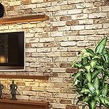 birwall 2172 Vintage Faux Culturalレンガ壁紙ロールWallcoverings forリビングベッドルーム、キッチン、クリムゾン/グレー、20.8 CM x 393.7