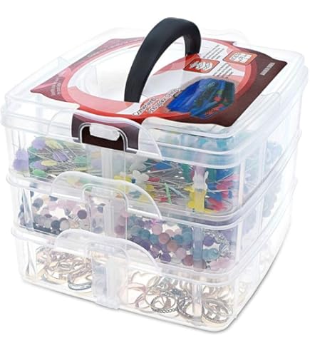 thumbnail image 2 of Kamay's 3-Tier Stackable Craft Storage Box - 18 Adjustable Compartments For Toys, Jewelry & Crafts - Medium Pink 2 of 11