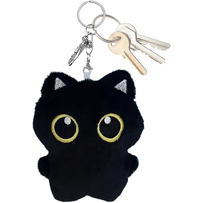 Amazon.co.jp: 黒猫ぬいぐるみキーホルダー - 12cm ノワール猫