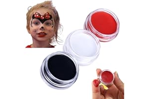 フェイスペイント 油性 3色セット ボディペイント ドーラン 単色 子供 顔ペイント マタニティペイント 黒 白 赤 10g*3 白塗りメイク道具 絵の具 安全 無毒 簡単水洗 クリスマス ハロウィン コスプレ 小道具 イベンド 祭り スポーツ応援