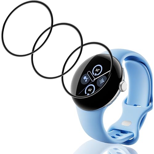 用 Google Pixel Watch 2 フィルム （3枚） ガラスフィルム PET複合材 炭素繊維 用 グーグルピクセルWatch 2 保護フィルム カバー キズ防止 耐衝撃 飛散防止 24時間自動修復技術 全面保護 3D曲面 高透過率 高感度