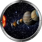 12 "舷窓インスタントSpace Ship Window Viewソーラーシステム# 3シルバー壁ステッカー子供部屋デカールホームアート飾りグラフィックSmall