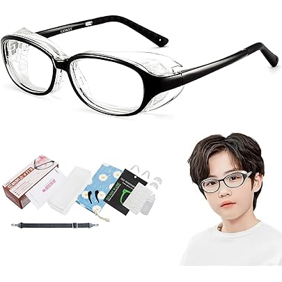 Amazon.co.jp: [GOKEI] 花粉防止メガネ 子供用 両面曇り止め ブルー