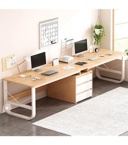Amazon | 2人用デスク 3つの引き出し付き 大型ダブルスタディ