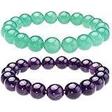 Top Plaza Mens Womens Natural Gemstone Round Beads Healing Crystals Reiki Chakra Balancing Stretch Bracelets