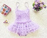 S'M（エスエム）ベビー服水着女の子ワンピース水着　キッズキャップ付き シフォン水着 ワンピ ベビードレス風 フォーマルガールズ水着 温泉 (80, ラベンダ)