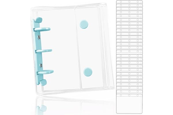 OKAWASI シール帳 透明 A8サイズ レフィル30枚付き シール バインダー シール手帳 女の子 はがせる シール収納(ブルー)