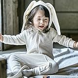 JUSH ベビー＆キッズ用　ウサギ仕様　ベビーカバーオール ロンパース 着ぐるみ キッズコスチューム　春用　子供 パジャマ 薄手 (59, ホワイト)