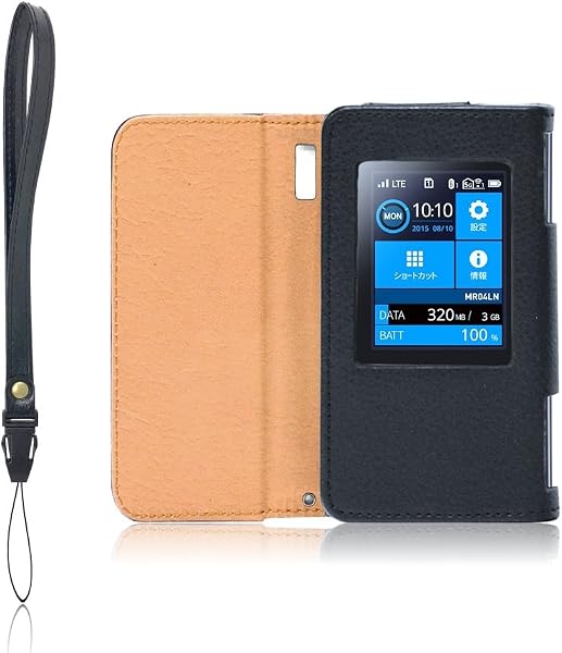 LOE(ロエ) Aterm MR05LN ケース (MR04LN 対応) モバイルルーター 保護フィルム 付 (ブラック) - 1