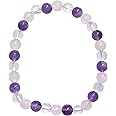 Zenergy Gems Charged Natural Gemstone Crystal 6mm Bead Bracelet + Selenite Charging Heart Included