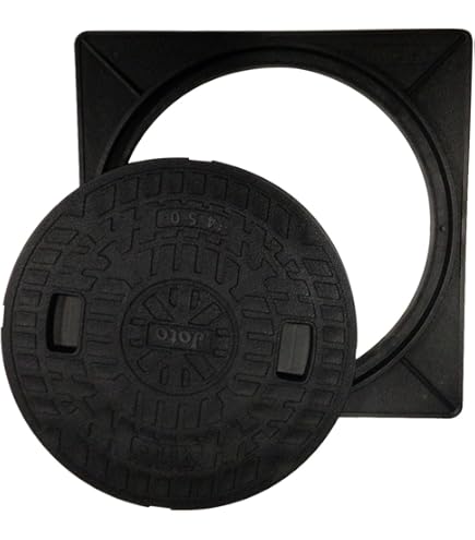 Amazon | マンホールカバー 角枠付 樹脂製 耐圧2トン(ロック式