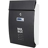 Jssmst（ジェスマット） メールボックス 郵便受け ポスト 北欧風 壁掛け キーロック式 大容量 玄関 HPB005-黒 (ブラック)