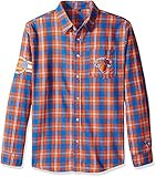 新しいYork Knicks Wordmark基本的なフランネルシャツ L ブルー