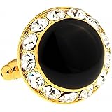 MFYS Jewelry ファッション アクセサリー ブラック オニキス クリスタル ラウンド カフス （カフスボタン・カフリンクス）【専用収納ケース付き】