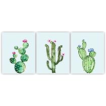 Cacti Prints Cactus Decor Botanical Prints Cactus Wall Art Watercolor Cactus Art Modern Prints Set Of 3 Cactus Bathroom Wall Decor Unframed Amazon Sg Home