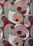 Joy Carpets Kid Essentials Jazzy Teen Area Rugs 129-Inch by 158-Inch by 0.36-Inch Red/Gray [並行輸入品]