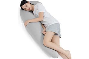 HOMFINE 抱き枕 だきまくら 抱きまくら 130cm カバー付き 大きい 横向き寝 気持ちいい ふわふわ 男女兼用 寝返りサポート 体にフィット ロング 体圧分散 快眠グッズ カバー洗える 海馬型 （130*40cm·グレー）