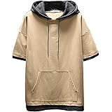 [ヴィンモリ] Tシャツ パーカー メンズ 半袖 無地 スポーツ 夏 七分袖 人気 薄手 カジュアル スウェット ファッション ゆったり