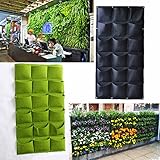 植栽バッグ 壁掛け式 Zyurong　植物育成バッグ　フェルトプランター 園芸 ガーデン用 植物 野菜 植栽バッグ 収納 ポケット 植え袋 栽培用 18ポケット 2色(ブラック)