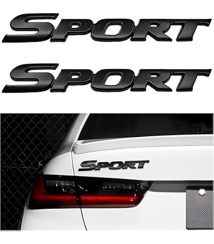 3D Metal Sport Sticker For Cars | Chrome Emblem Decal | Easy Peel & Stick | For Trunk, Fender, Tailgate (Black)