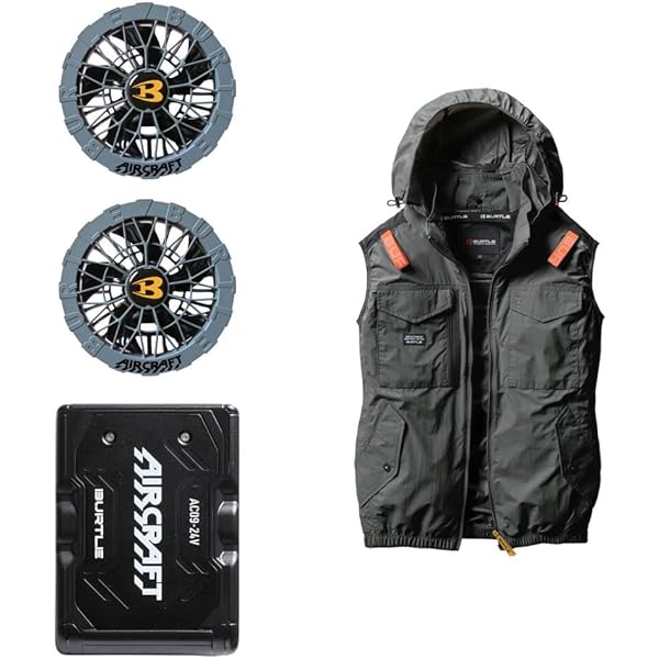 Burtle Aircraft 空調ベスト ファン&バッテリー付き XXL 黒