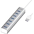 mbeat 7-Port USB 3.0/2.0/1.1 Portable Aluminum Slim Data Hub with Charging & Data Transfer - Silver