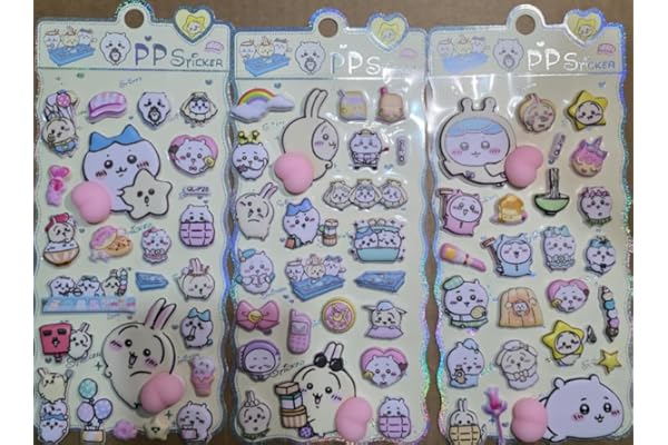 loong おしりぷにぷにシール かわいい ぷくぷく キャラクター 3D マシュマロ ふわふわ もちもち もっちりスクイーズ ステッカー シール帳 デコレーション 3セット 009