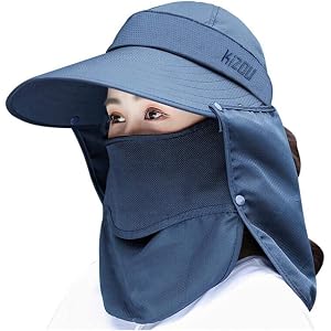 ガーデニング 帽子 4WAY使い方 UVカット つば広 ハット 農作業 紫外線対策 ひよけ おしゃれ帽子 フェイスカバー サンバイザー