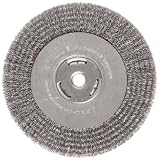 Weiler Vortec Pro Wide Face Wire Wheel Brush, Round Hole, Carbon Steel, Crimped Wire, 8 Diameter, 0.