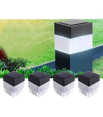 Hicarer 12-Pack Solar Fence Post Cap Lights – 2x2 Inch Fits Most Fences, White Light, Waterproof & Windproof, Easy Stick-On Installation, Up To 8 Hours Of Nighttime Glow