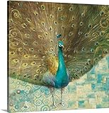Danhui Naiプレミアムシックラップキャンバス壁アート印刷題名Teal Peacock onゴールド 36" x 36" 2174676_24_36x36_none