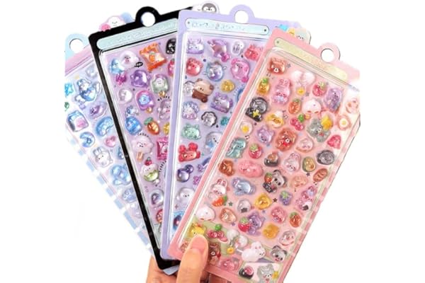 ぷくぷくシール 立体 ごほうびシール キラキラ デコシール 可愛い 飾り用 DIY 手帳用 (4枚セット)