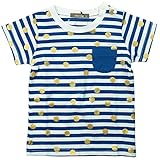 《H28年夏物》 nico hrat(ニコフラート) 製品洗い加工済み 天竺半袖ドットボーダーTシャツ 95cm/BL NO.B-260145