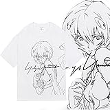 PANHUI 新世紀エヴァンゲリオン 綾波レイ Tシャツ メンズ 半袖 白tシャツ 日常服 上着 かわいい 短袖 夏服 男女兼用 ゆったり 大きいサイズ (M)