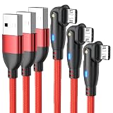 Micro USB ケーブル Ｌ字型 180度回転 急速充電 【3本セット 1M+1M+1M】高速データ転送 マイクロ USB ケーブル 強化TPE製 Micro充電コード Android スマホ充電ケーブル Type-B PS4 コントローラー イヤホン USBコード Android充電ケーブル タイプbケーブル 多機種対応