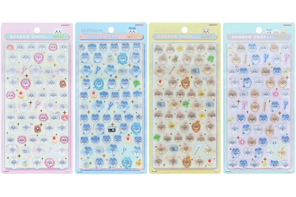 サンスター文具 ボンボンドロップシール ミニ【4個セット】U ちいかわ ハチワレ うさぎ ちいかわ×ハチワレ×うさぎ