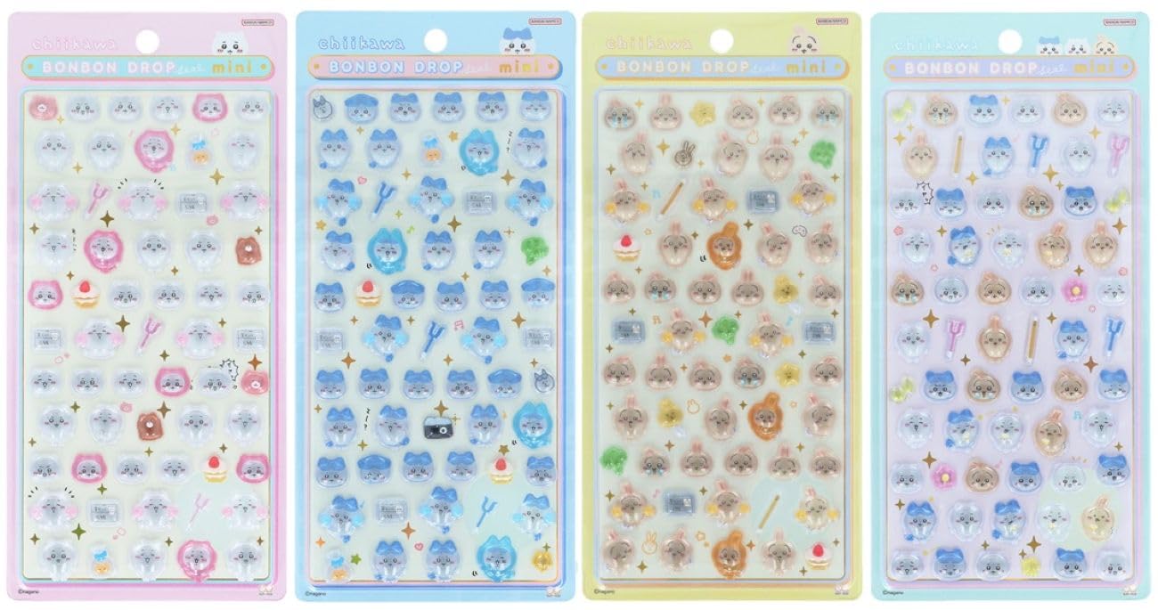 サンスター文具 ボンボンドロップシール ミニ【4個セット】U ちいかわ ハチワレ うさぎ ちいかわ×ハチワレ×うさぎ