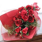 思いを込めて豪華な紅いバラの花束 　（CT触媒加工）　（お誕生日、発表会、お礼、ご挨拶、ご両親へ）1804-1601-farg-mam【シルクフラワー】【造花】