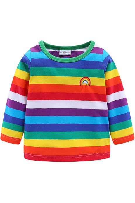 Boys Rainbow Striped Shirt Cotton Long 