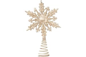 クリスマスツリートップ 雰囲気 トップスター 星 スター 雪の結晶 ツリートップスター 中空 クリスマス装飾 パーティー オーナメント ぴったり 星 (ゴールド雪の華)