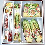 七五三 絵羽柄はこせこセット 3サイズ6色/L(7歳用21cm) 緑