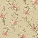 Brewster 2532-20466 Misty Lily Trail Wallpaper, Pink [並行輸入品]