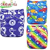 Ohbabyka3点セット おむつカバー サイズ調整可 ベビー 赤ちゃん キッズ 布おむつカバー 布オムツカバー 男の子 女の子 かわいい 保育園 入園準備 入園グッズ 入園 準備 布おむつ フリーサ