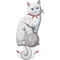 Amazon.co.jp: 白猫振り子 ウォールクロック 猫時計 猫時計