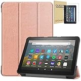 【9H強化ガラスフィルム付き】GWAAN Fire HD 10 と Fire HD 10 Plus 2021 10.1インチと互換性があるケース ファイヤー HD10 / HD10 Plus 2021 第11世代（2021年発売モデル）三つ折スタンドカバー オートスリープ機能 保護フィルム