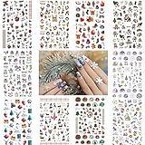 クリスマスネイルシール 子供かわいい 3Dデザイン DIYネイルアートステッカー貼るだけマニキュアセット女性、女の子用 10枚入極薄こども貼るネイル スノーフレーク、サンタクロース、雪だるま、メリークリスマスネイルデコレーション用 マニキュア装飾ネイルアクセサリー